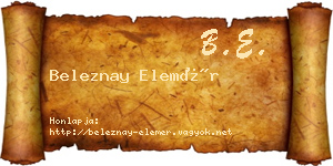 Beleznay Elemér névjegykártya